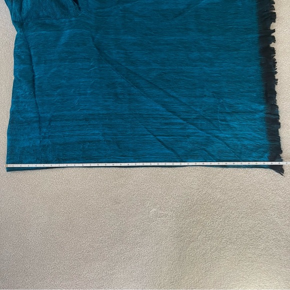Blue Black Inca Wool Woven Poncho - turtleneck with fringe - Picture 8 of 9